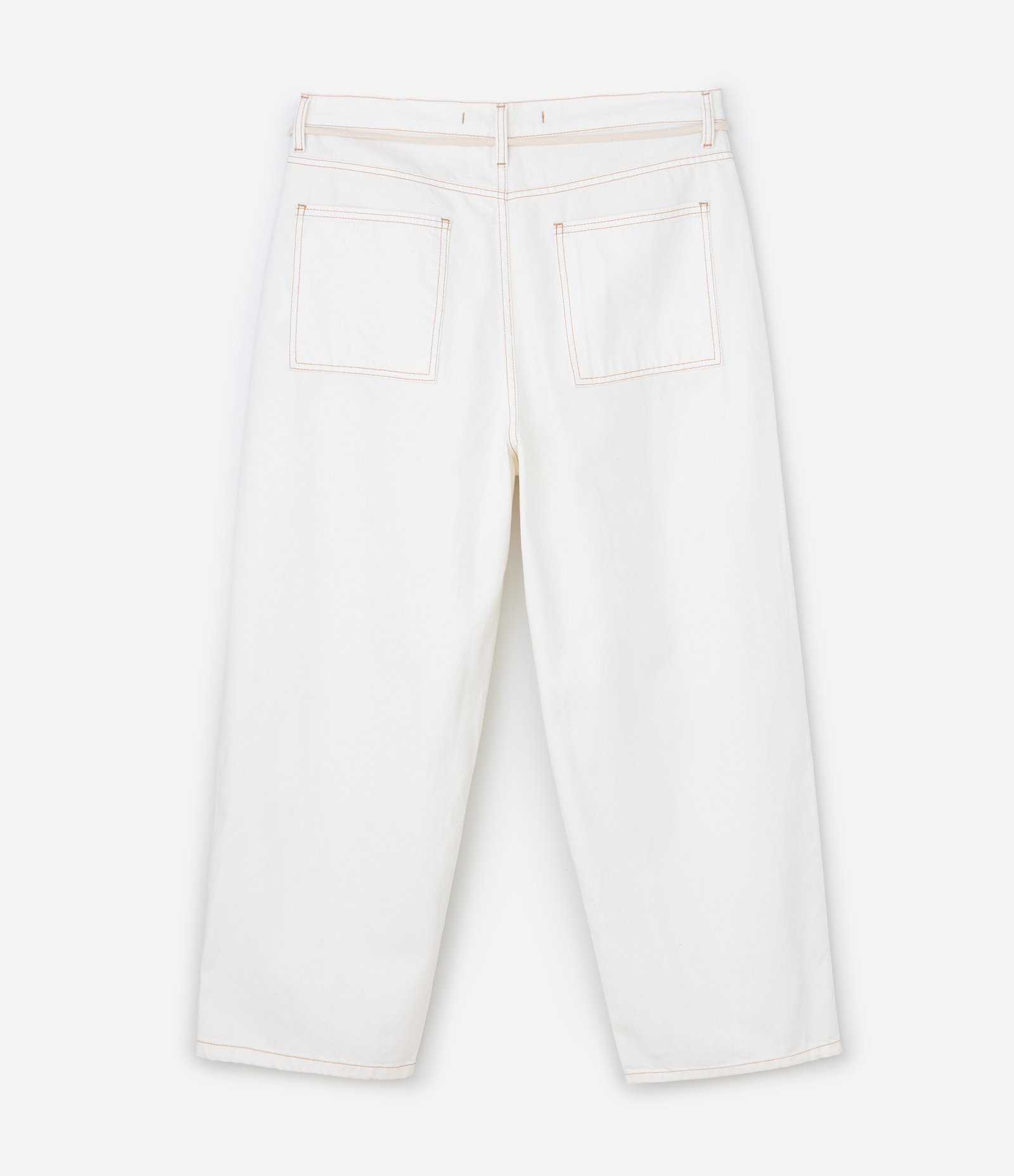 Calça Skater em Sarja com Costura Contrastante e Cordão Branco 6
