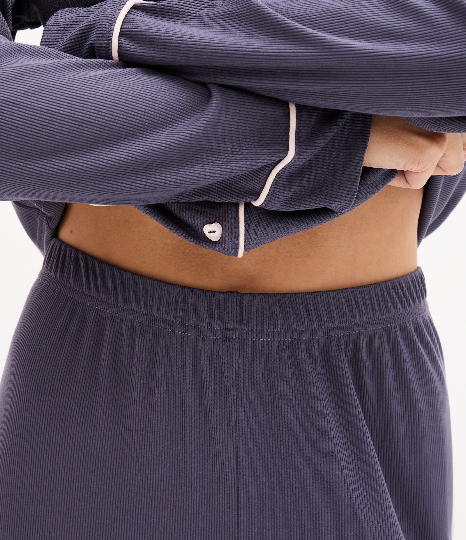 Pijama Americano Longo em Peach Touch Cinza Escuro 3