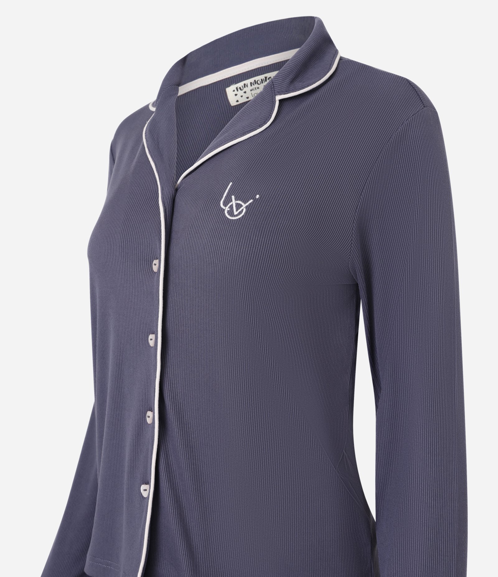 Pijama Americano Longo em Peach Touch Cinza Escuro 5