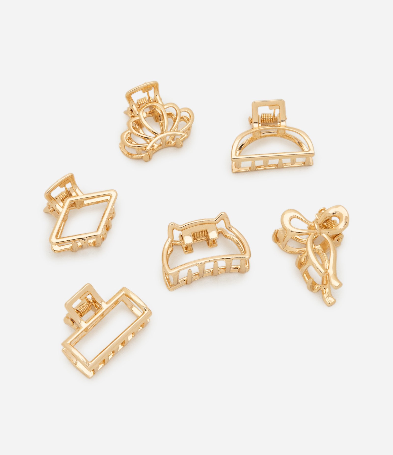 Kit 06 Piranhas de Cabelo Pequenas em Metal Dourado 1