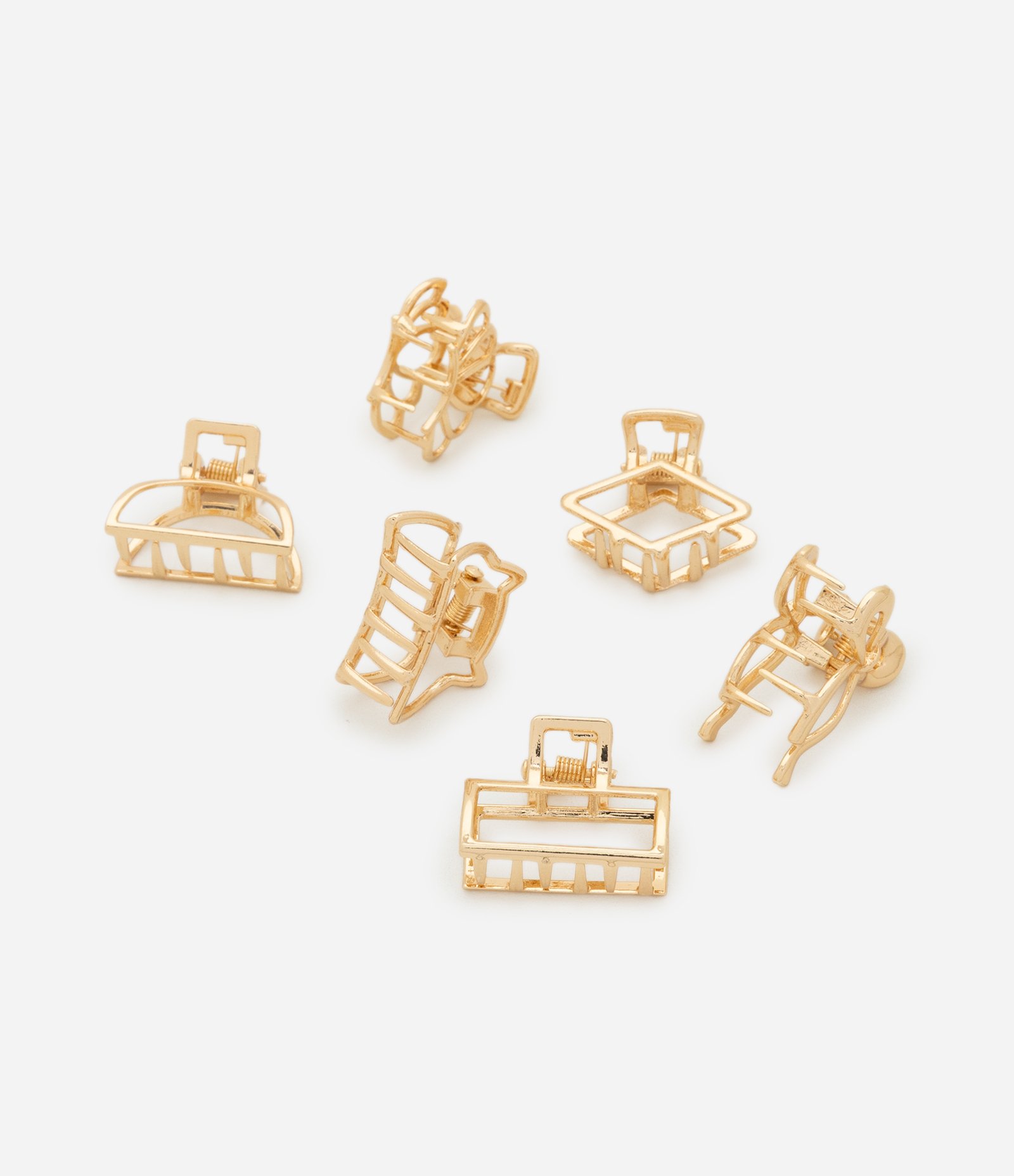 Kit 06 Piranhas de Cabelo Pequenas em Metal Dourado 2