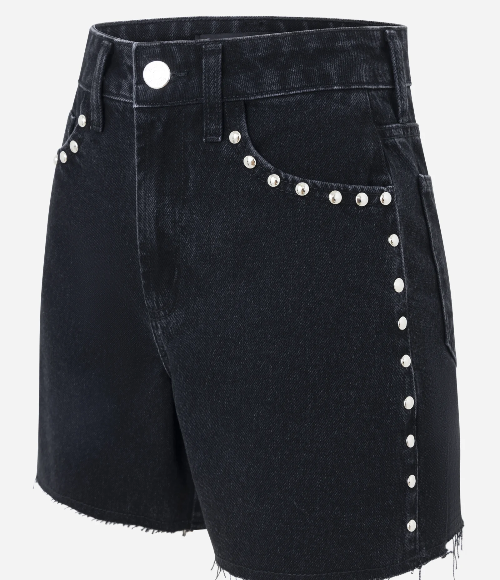 Short Mom em Jeans com Cintura Alta e Tachas Preto 2
