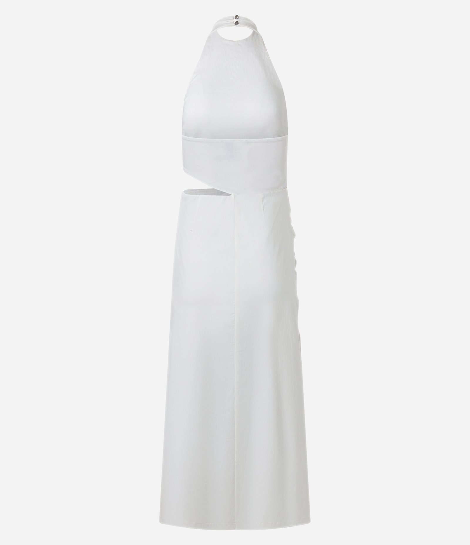 Vestido New Midi Frente Única em Bengaline com Vazado Branco Neve 7