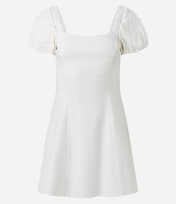 Vestido Curto em Bengaline com Manga Bufante