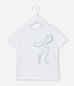 Camiseta Infantil com Estampa de Laço  - Tam 1 a 6 Anos