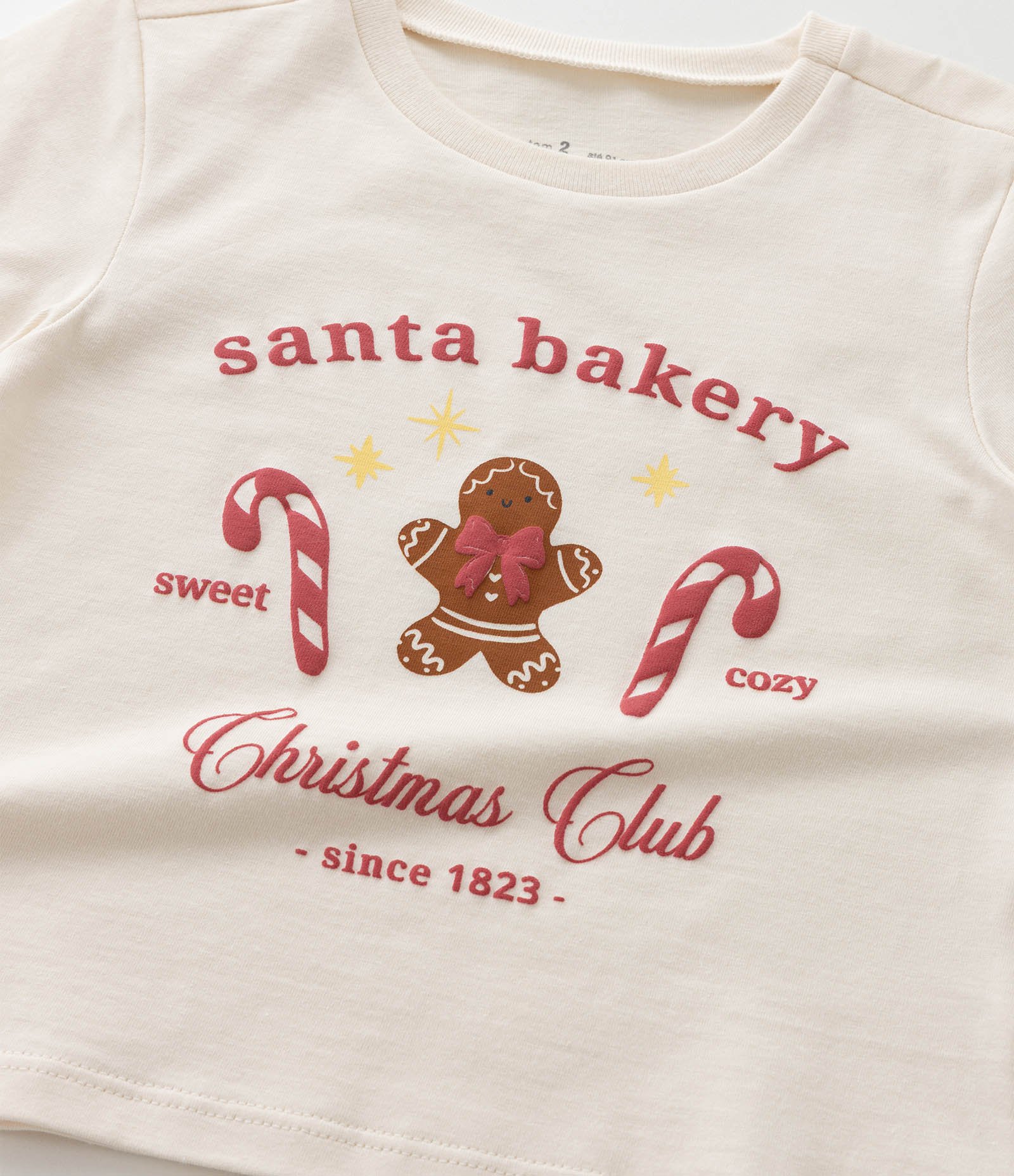 Camiseta Infantil com Estampa Natalina - Tam 1 a 6 Anos Bege 4