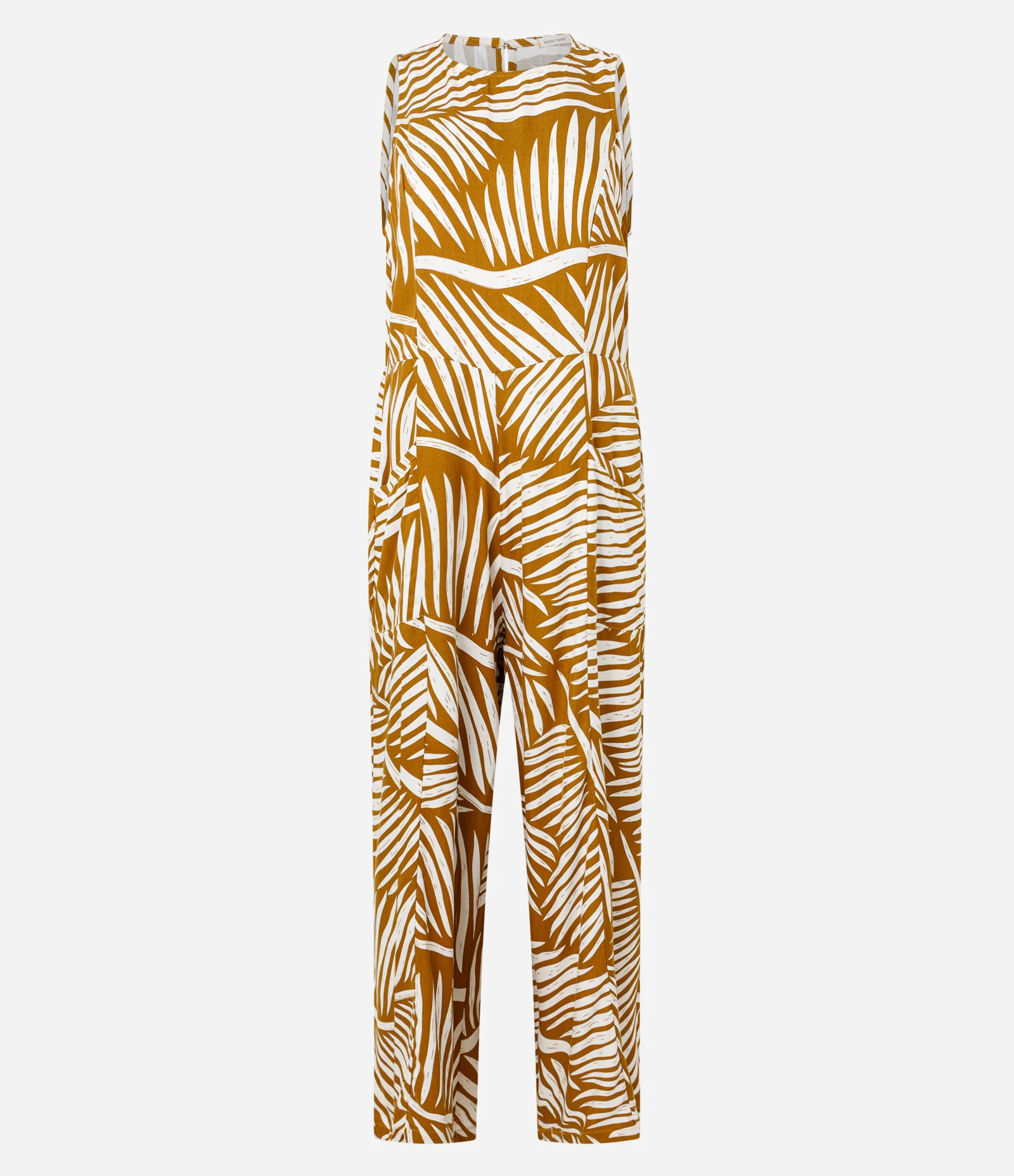 Macacão em Viscose com Estampa de Folhagens Laranja 1