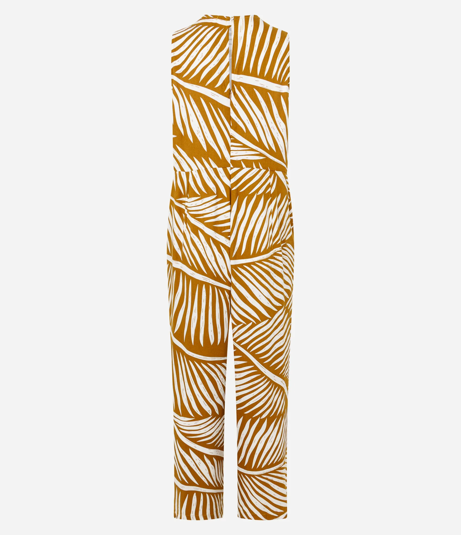 Macacão em Viscose com Estampa de Folhagens Laranja 2