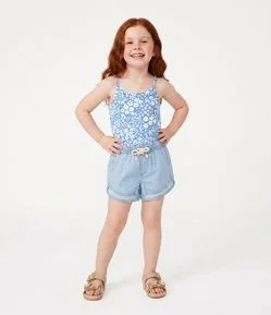 Regata Infantil Slim com Estampa Floral - Tam 1 a 6 Anos