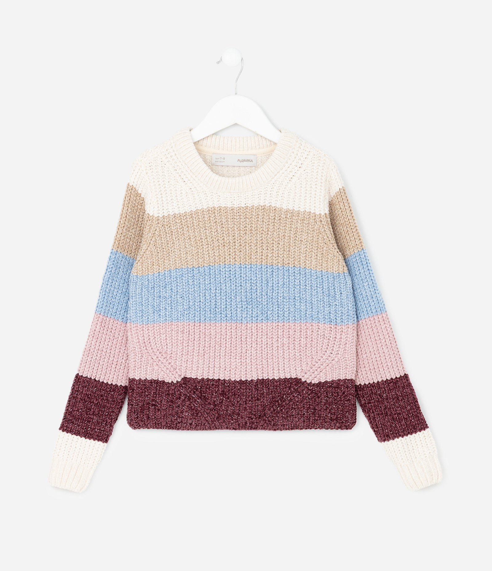 Casaco Infantil Chenille com Listras em Blocos de Cores – Tam 7 a 16 Multicores 1