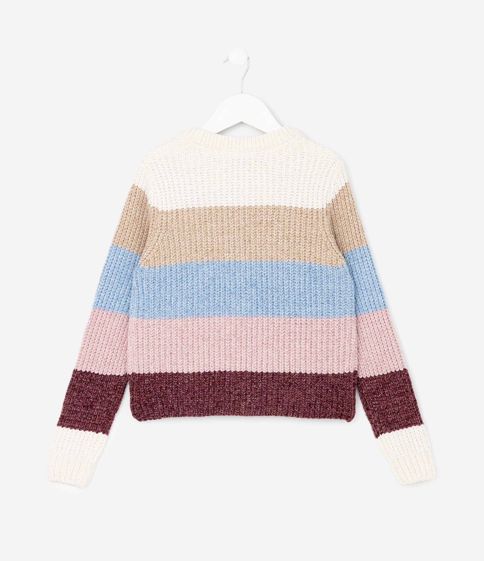 Casaco Infantil Chenille com Listras em Blocos de Cores – Tam 7 a 16 Multicores 2