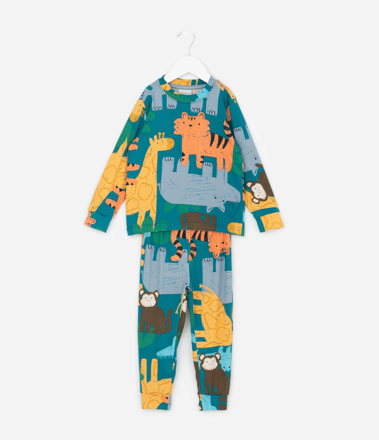 Pijama Infantil Longo em Plush com Estampa de Animais – Tam 2 a 6 Anos Verde 1