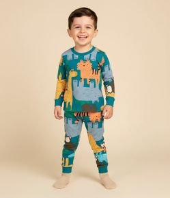 Pijama Infantil Longo em Plush com Estampa de Animais – Tam 2 a 6 Anos