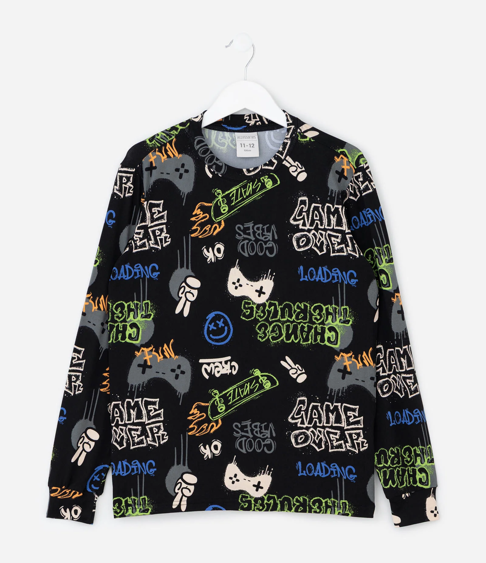 Pijama Infantil Longo em Plush com Estampa de Skate – Tam 7 a 14 Anos Preto 2