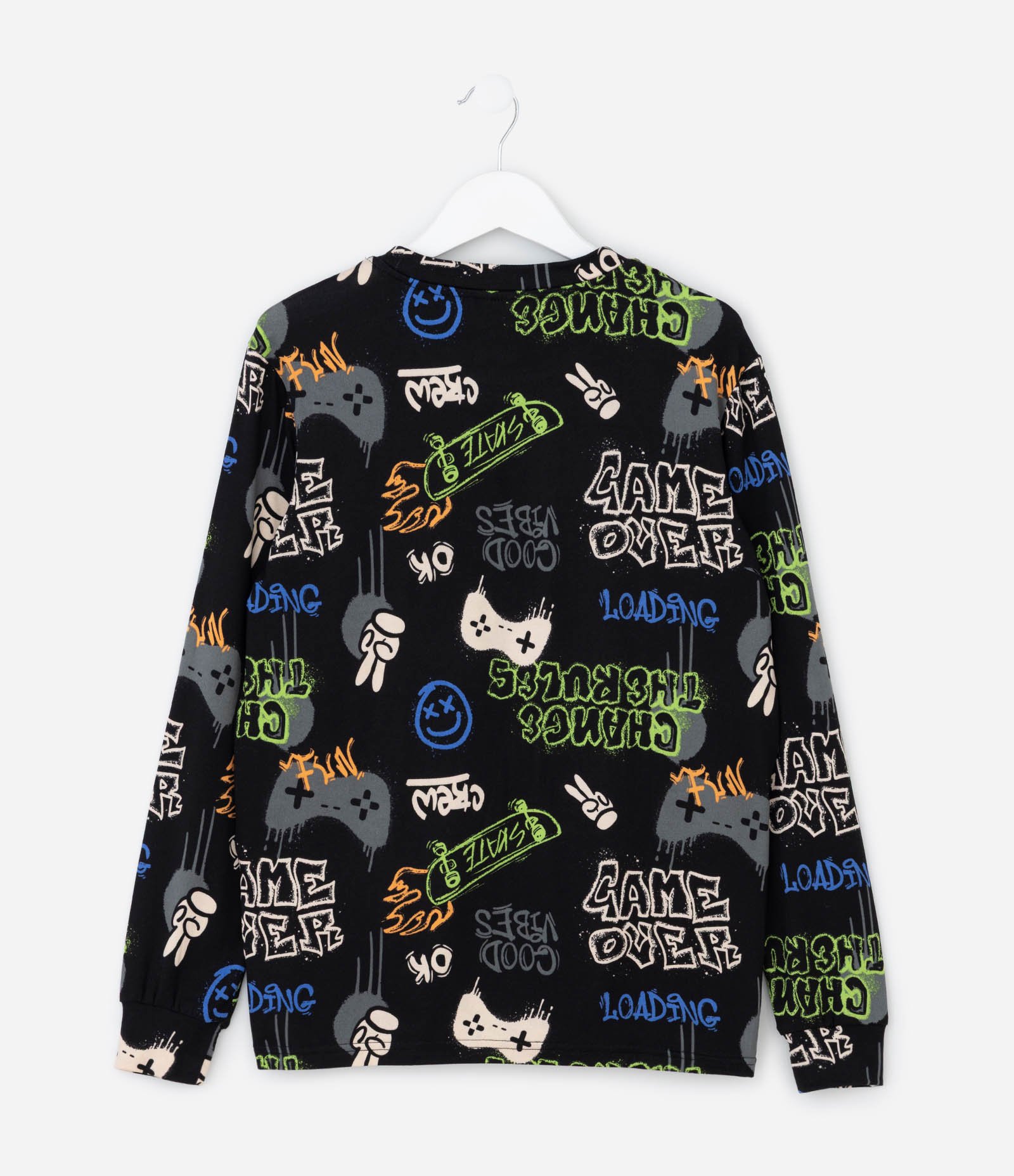 Pijama Infantil Longo em Plush com Estampa de Skate – Tam 7 a 14 Anos Preto 3