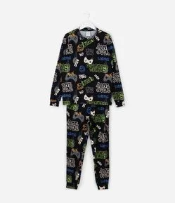 Pijama Infantil Longo em Plush com Estampa de Skate – Tam 7 a 14 Anos