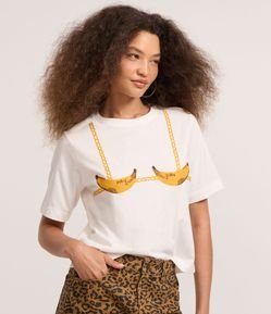 Camiseta T-shirt em Algodão com Bordado de Biquini de Banana