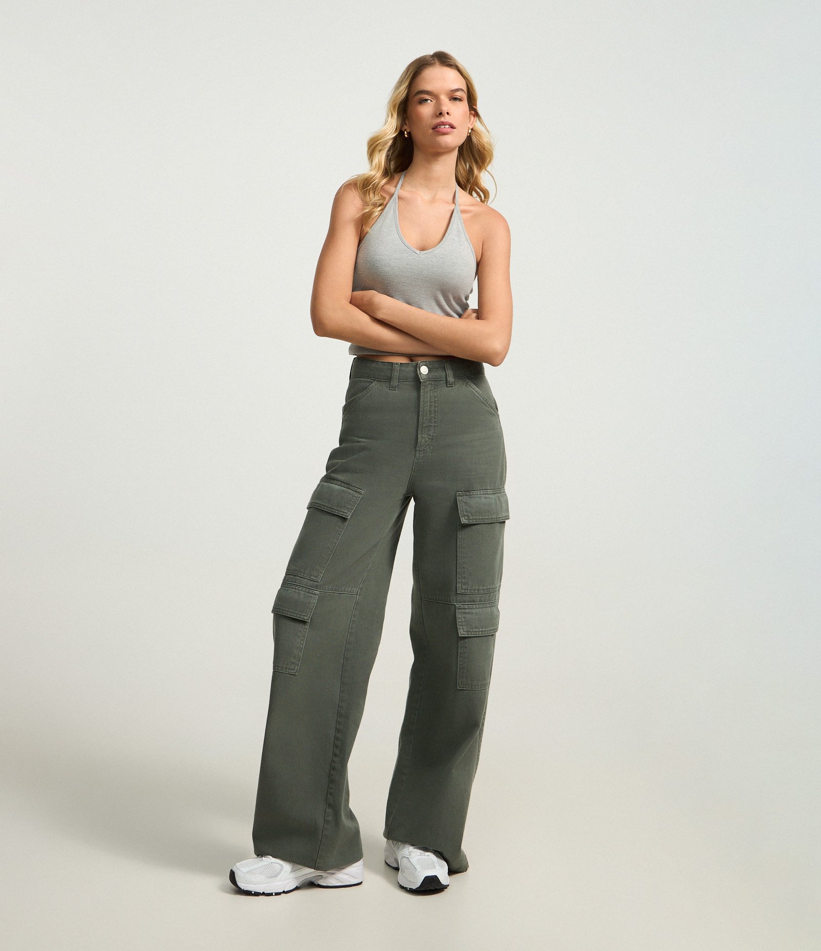 Blusa Frente Única em Cotton com Amarração Cinza 2