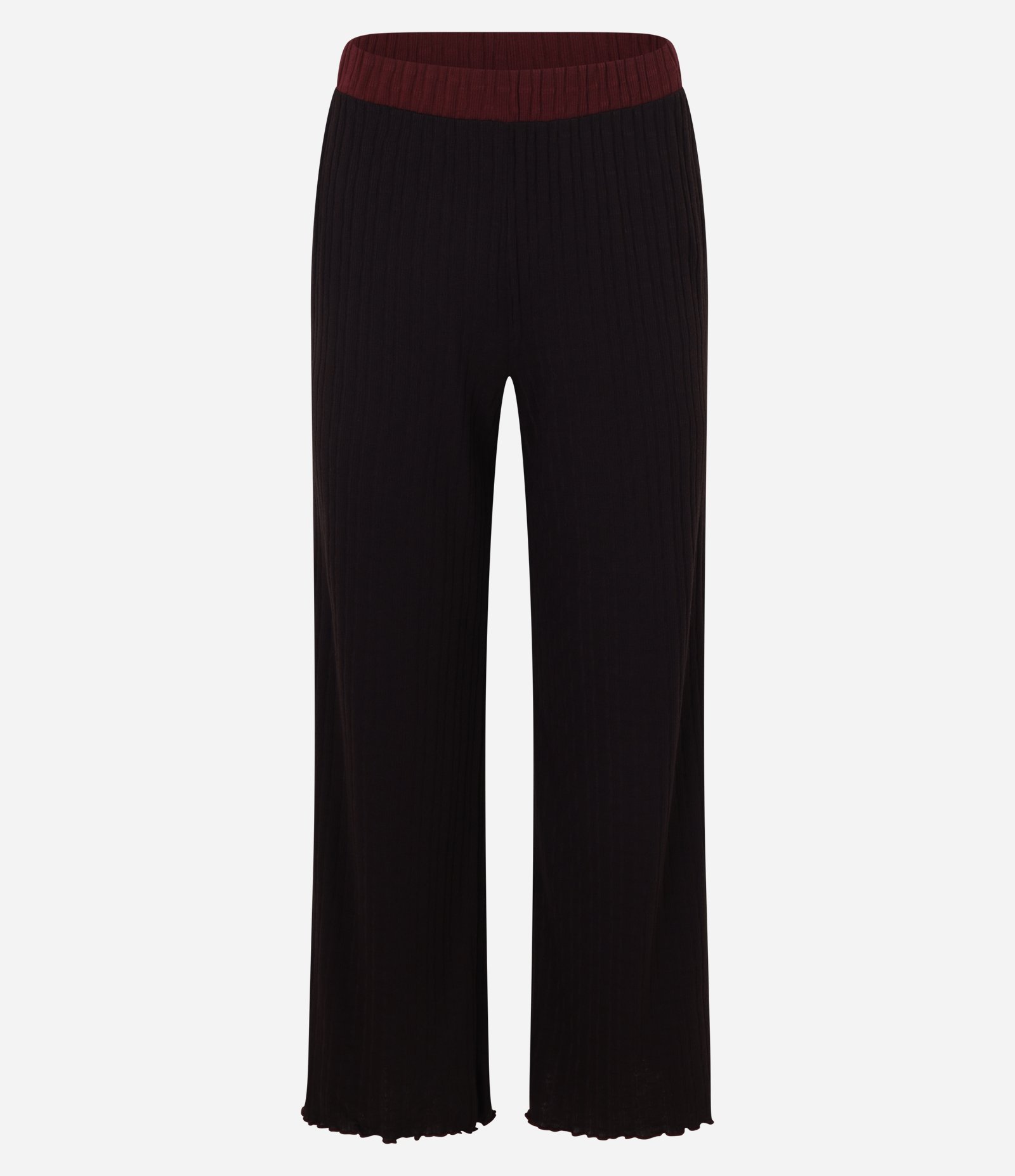 Pijama Longo em Ribana com Blusa e Calça Marrom Escuro 7