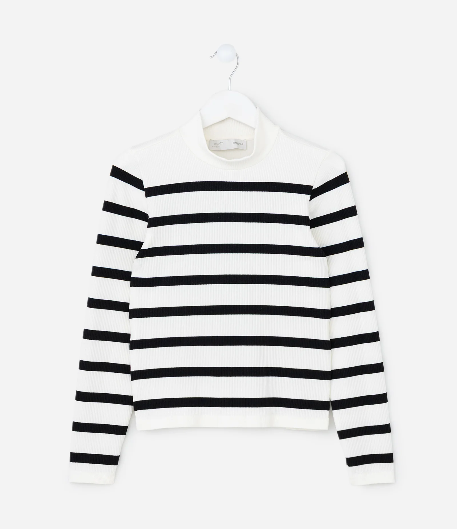 Camiseta Infantil Seamless Listrada com Gola Alta – Tam 5 a 14 Anos Branco 2