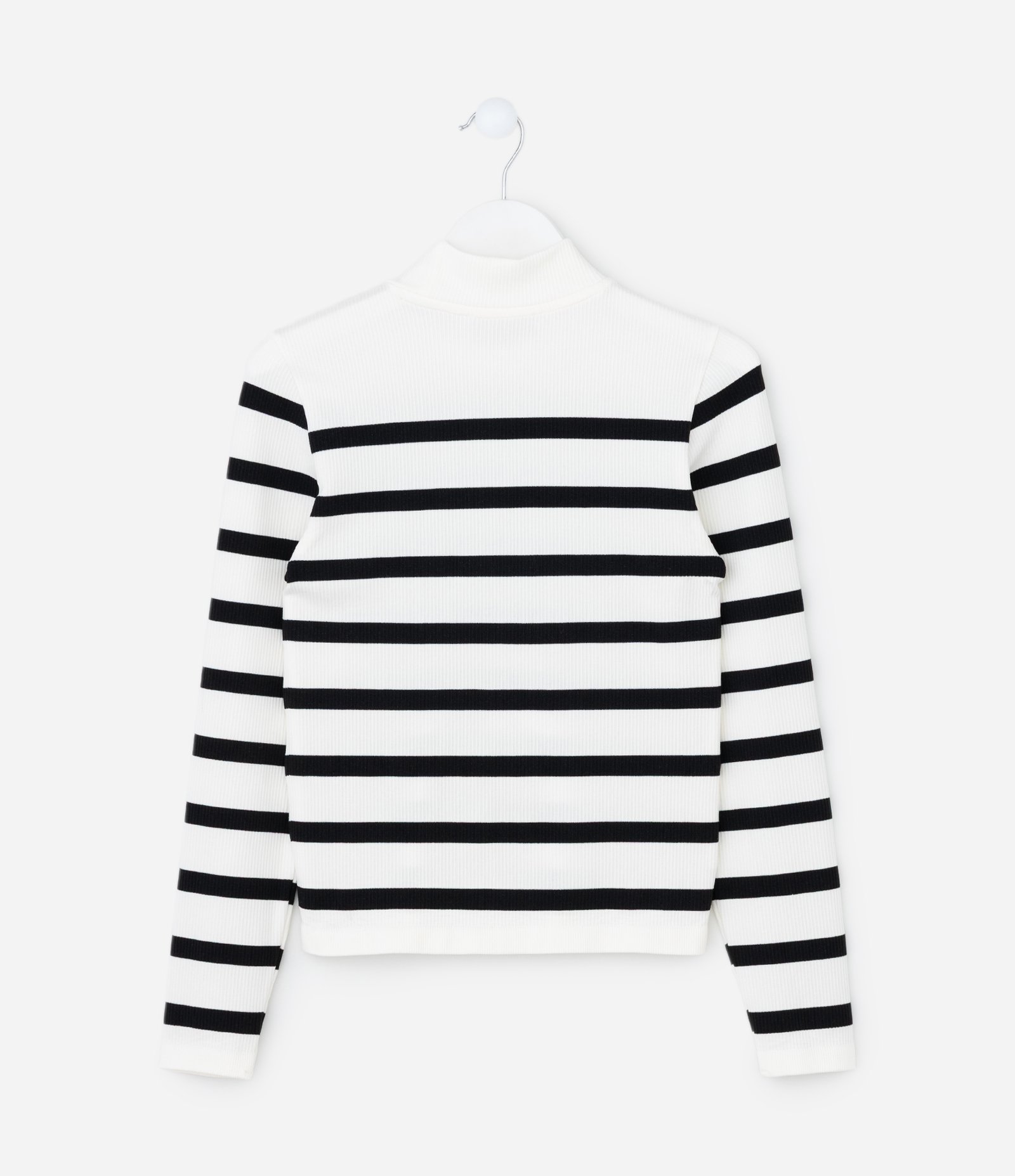 Camiseta Infantil Seamless Listrada com Gola Alta – Tam 5 a 14 Anos Branco 3
