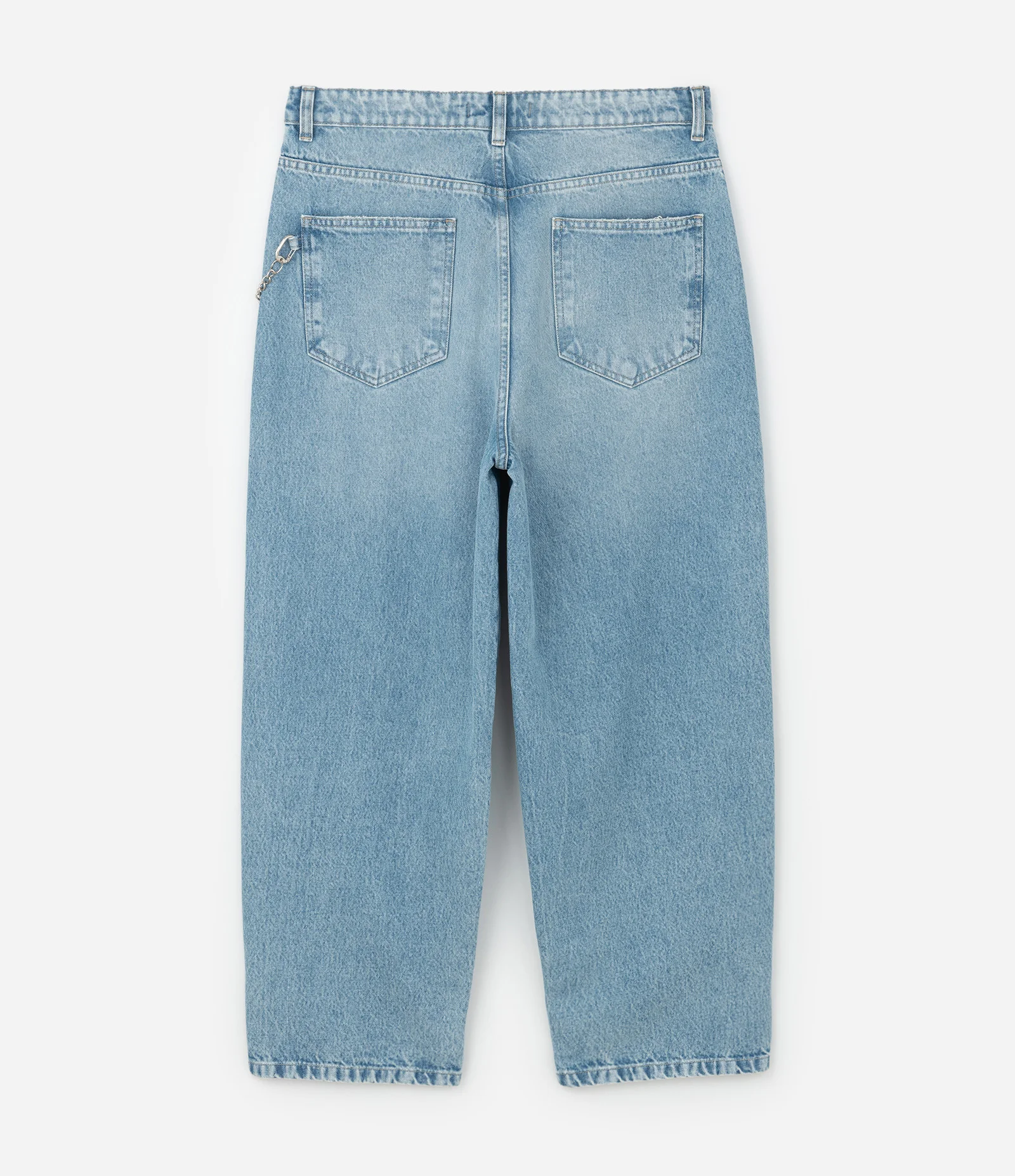 Calça Skater em Jeans com Recorte e Cordão Azul 6
