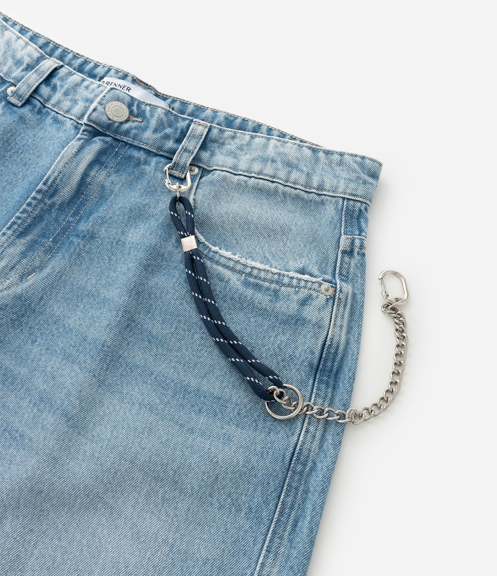 Calça Skater em Jeans com Recorte e Cordão Azul 8