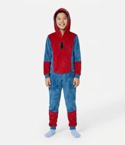Pijama Jumper Infantil em Fleece com Estampa Spider-Man - Tam 3 a 12 Anos