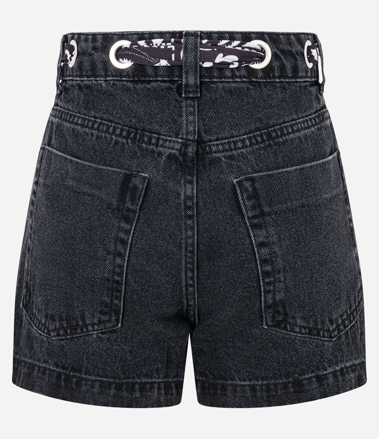 Short Mom em Jeans com Cinto Lenço Estampado Preto 2