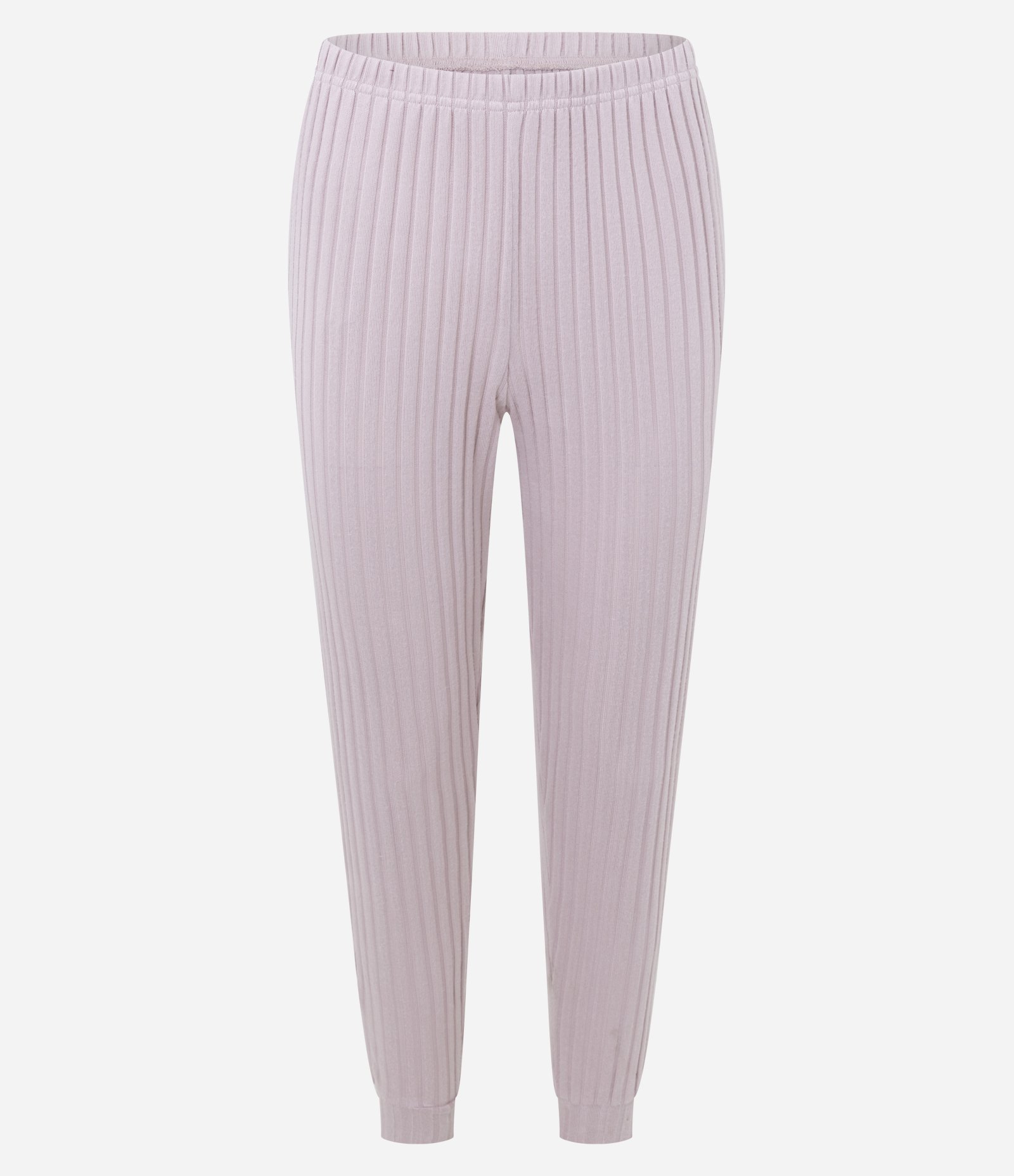 Pijama Longo em Tricô com Calça Canelada Rosa Claro 3