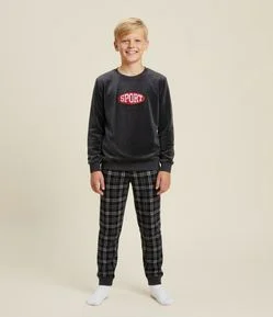 Pijama Infantil Longo em Plush com Estampa Racer – Tam 7 a 16 Anos