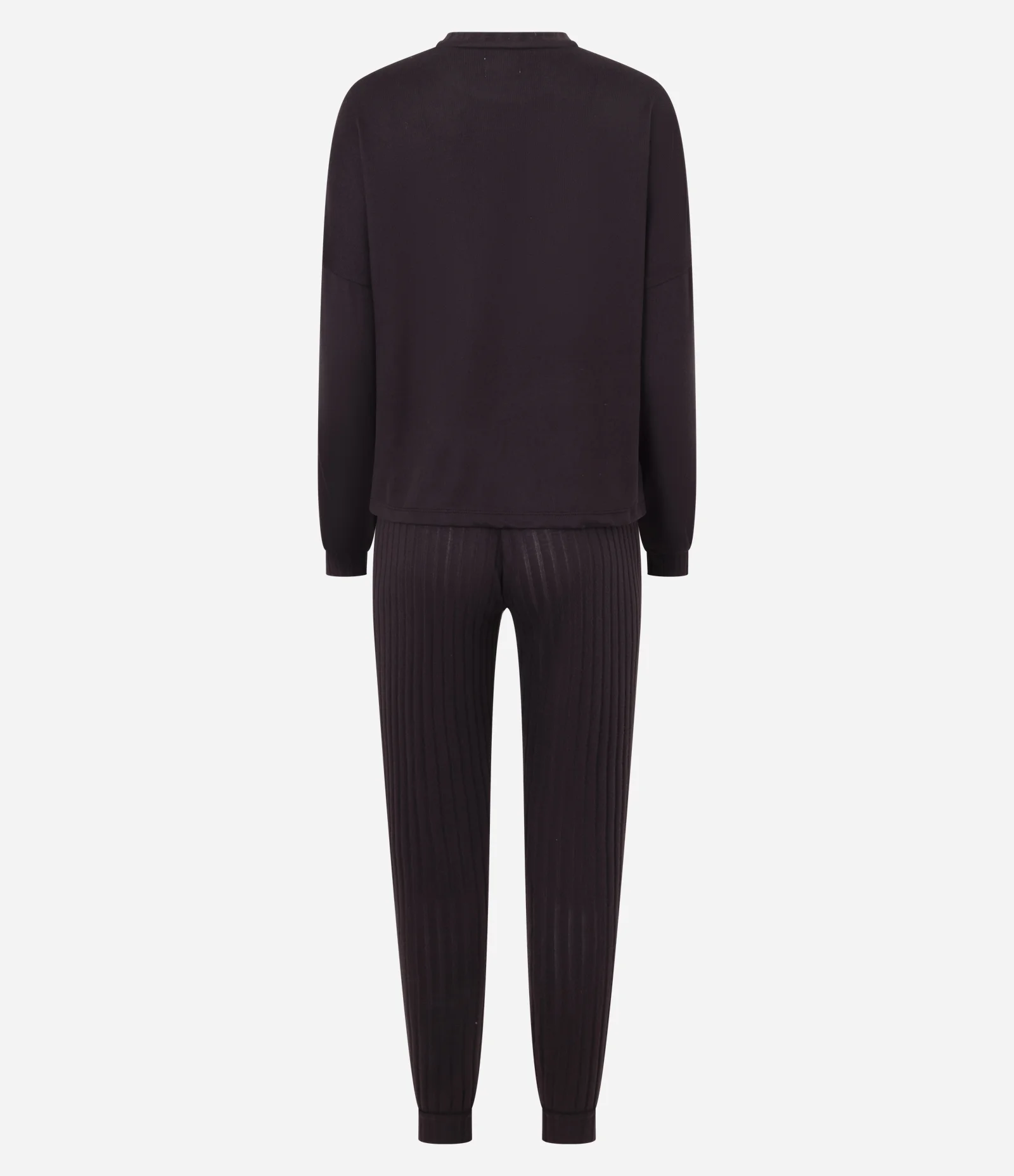 Pijama Longo em Tricô com Calça Canelada Marrom 2