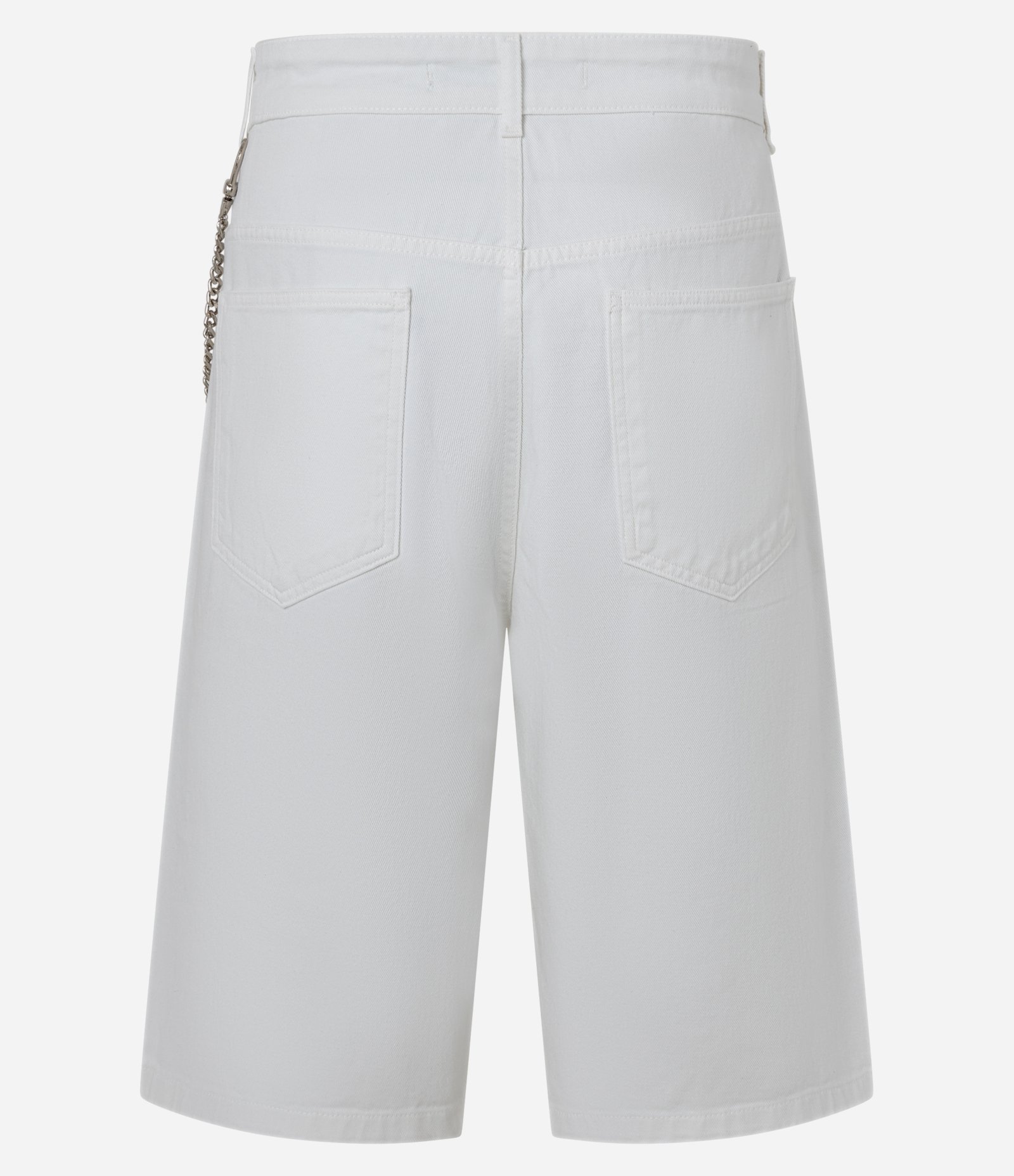 Bermuda Baggy em Sarja com Detalhe de Corrente Branco 5