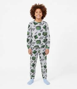 Pijama Infantil em Plush com Estampa Minecraft – Tam 5 a 14 Anos