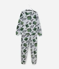 Pijama Infantil em Plush com Estampa Minecraft – Tam 5 a 14 Anos