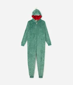Pijama Infantil Jumper de Dinossauro com Capuz 3D – Tam 2 a 14 Anos