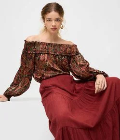 Saia Evase Long Midi em Viscolinho com Babados