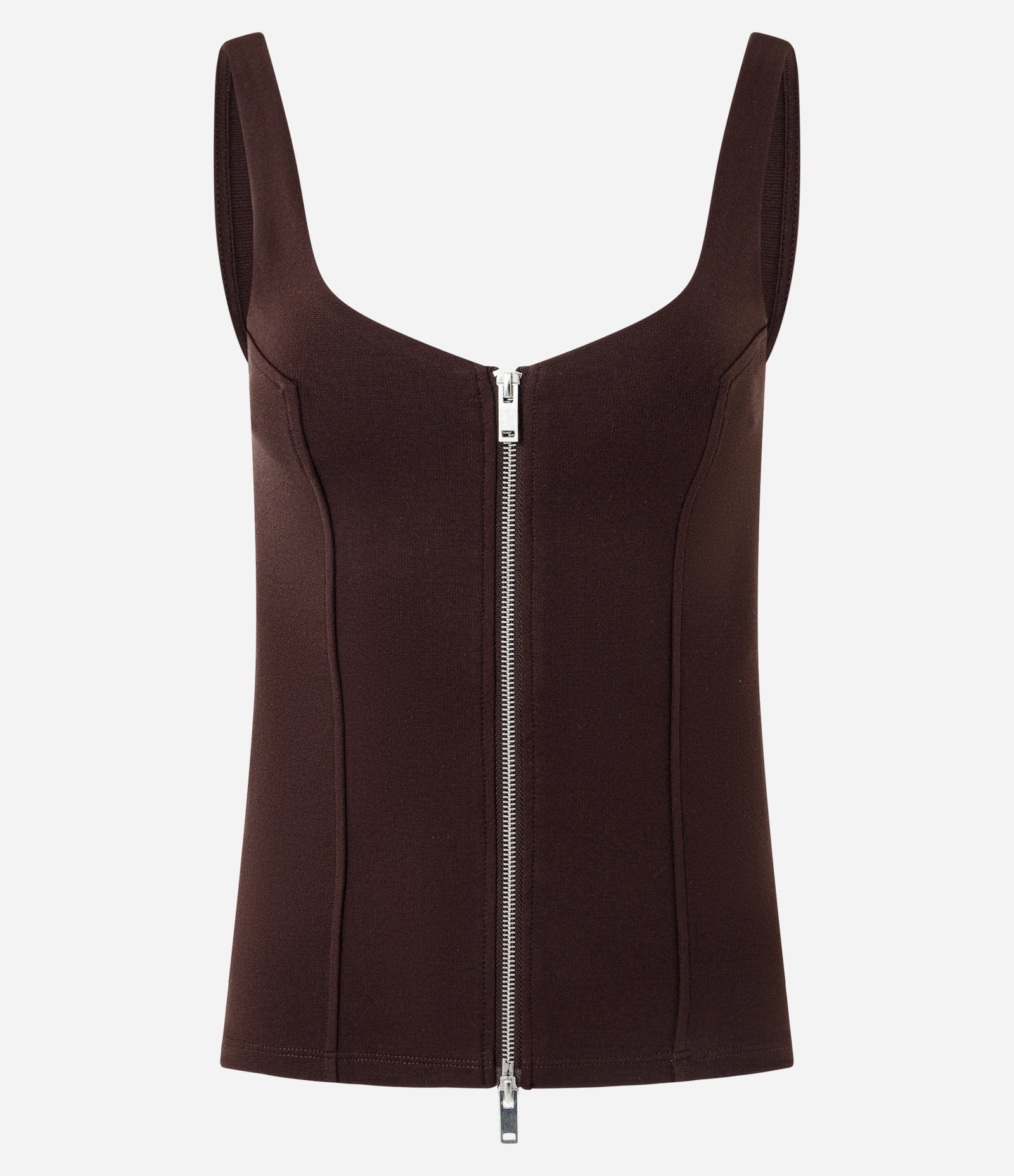 Blusa em Moletom Sem Felpa com Fechamento em Zíper Marrom 1