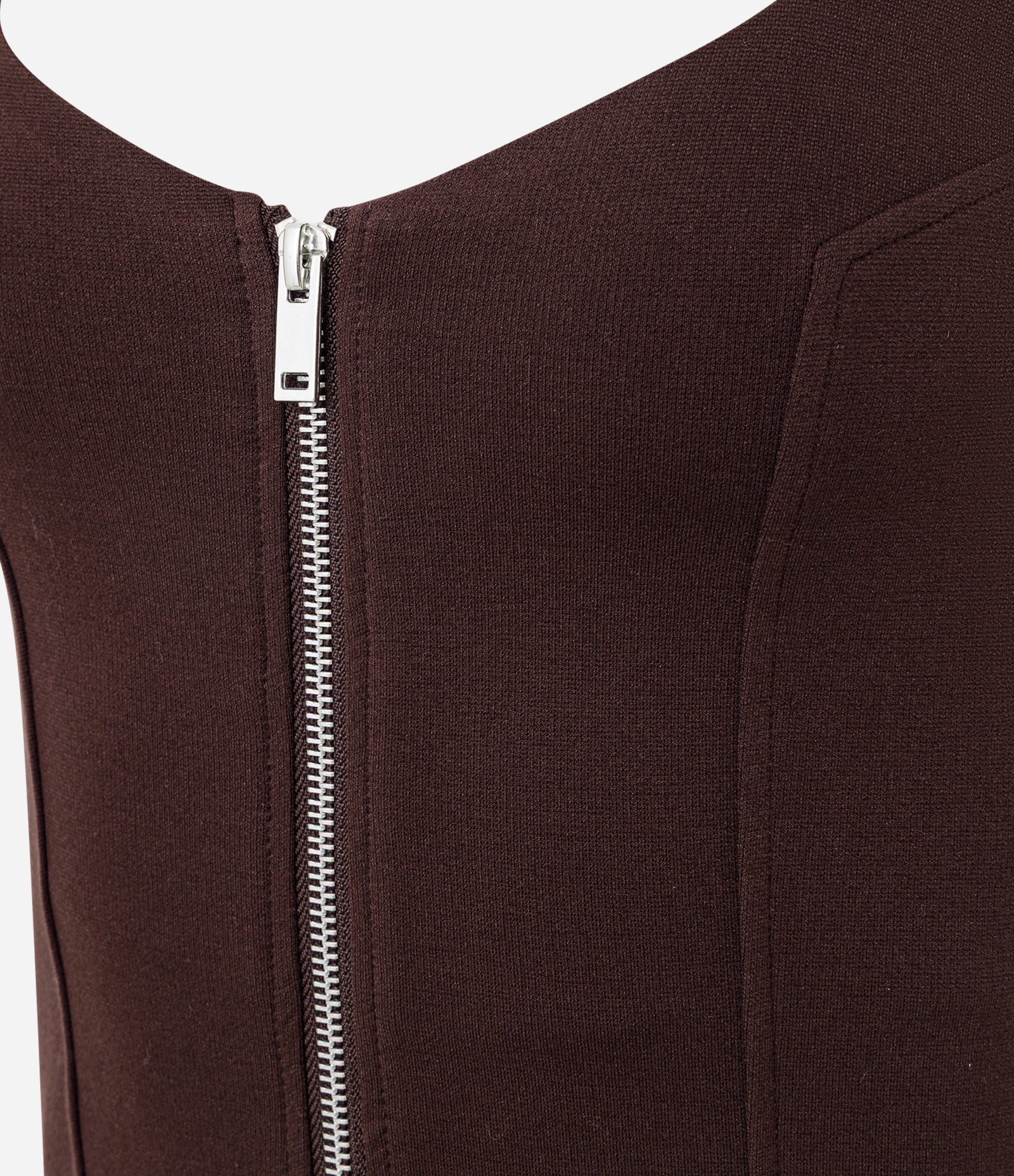 Blusa em Moletom Sem Felpa com Fechamento em Zíper Marrom 2