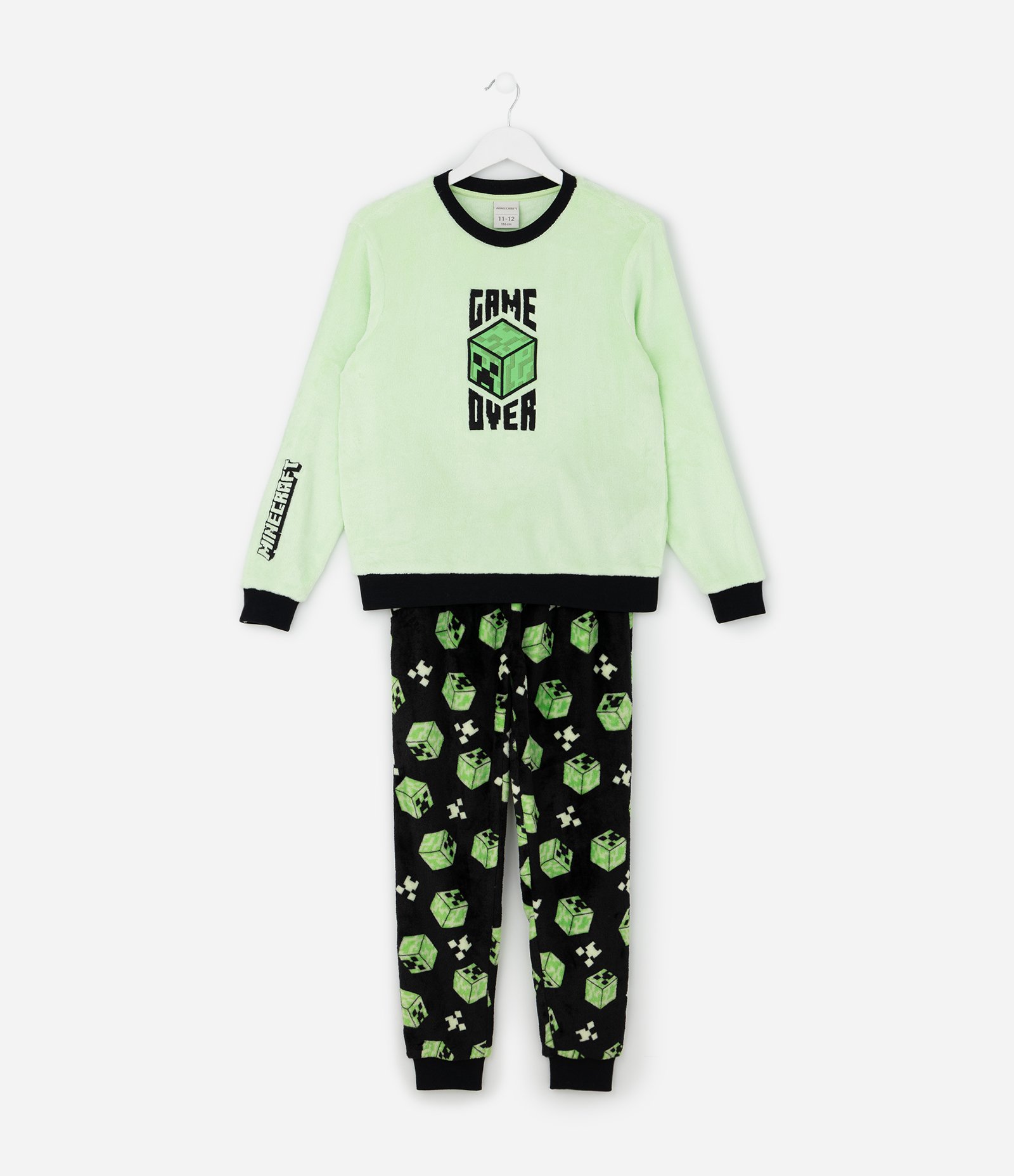 Pijama Infantil Blusa e Calça com Estampa Minecraft – Tam 5 a 14 Anos Verde/Preto 1