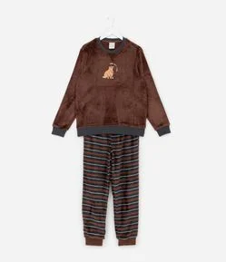 Pijama Infantil Longo com Bordado de Capivara – Tam 7 a 16 Anos