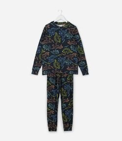 Pijama Infantil Longo com Estampa Dinossauros – Tam 4 a 14 Anos