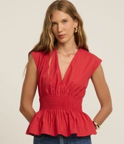 Blusa Peplum com Lastex na Cintura