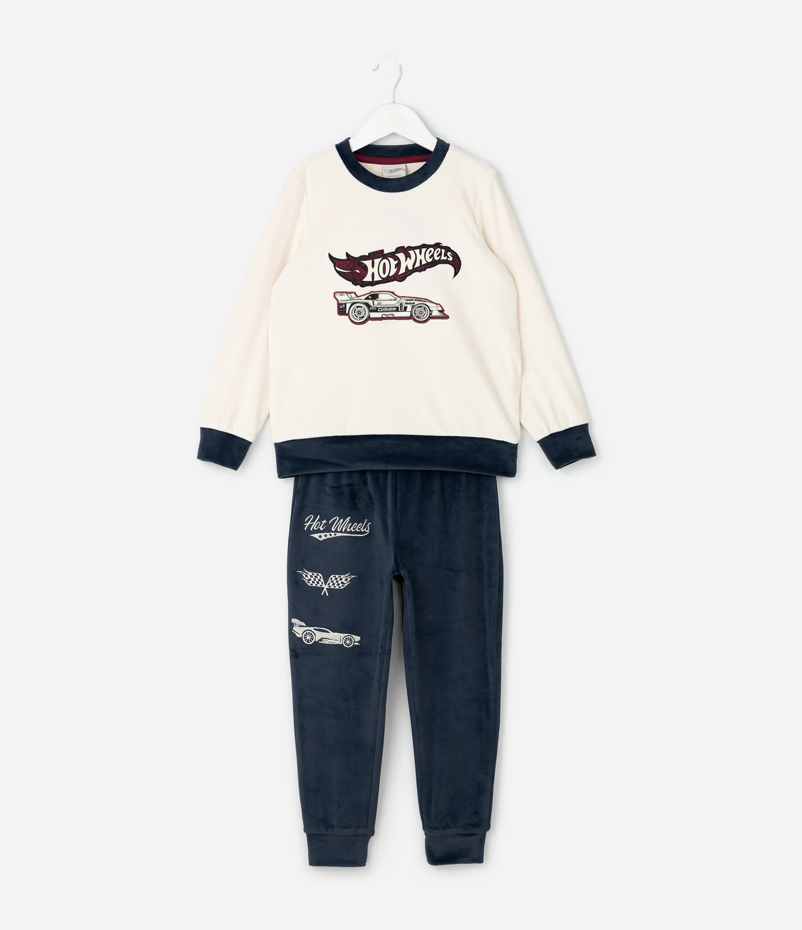 Pijama Infantil Longo com Estampa Hot Wheels – Tam 3 a 10 Anos Azul/Off White 2