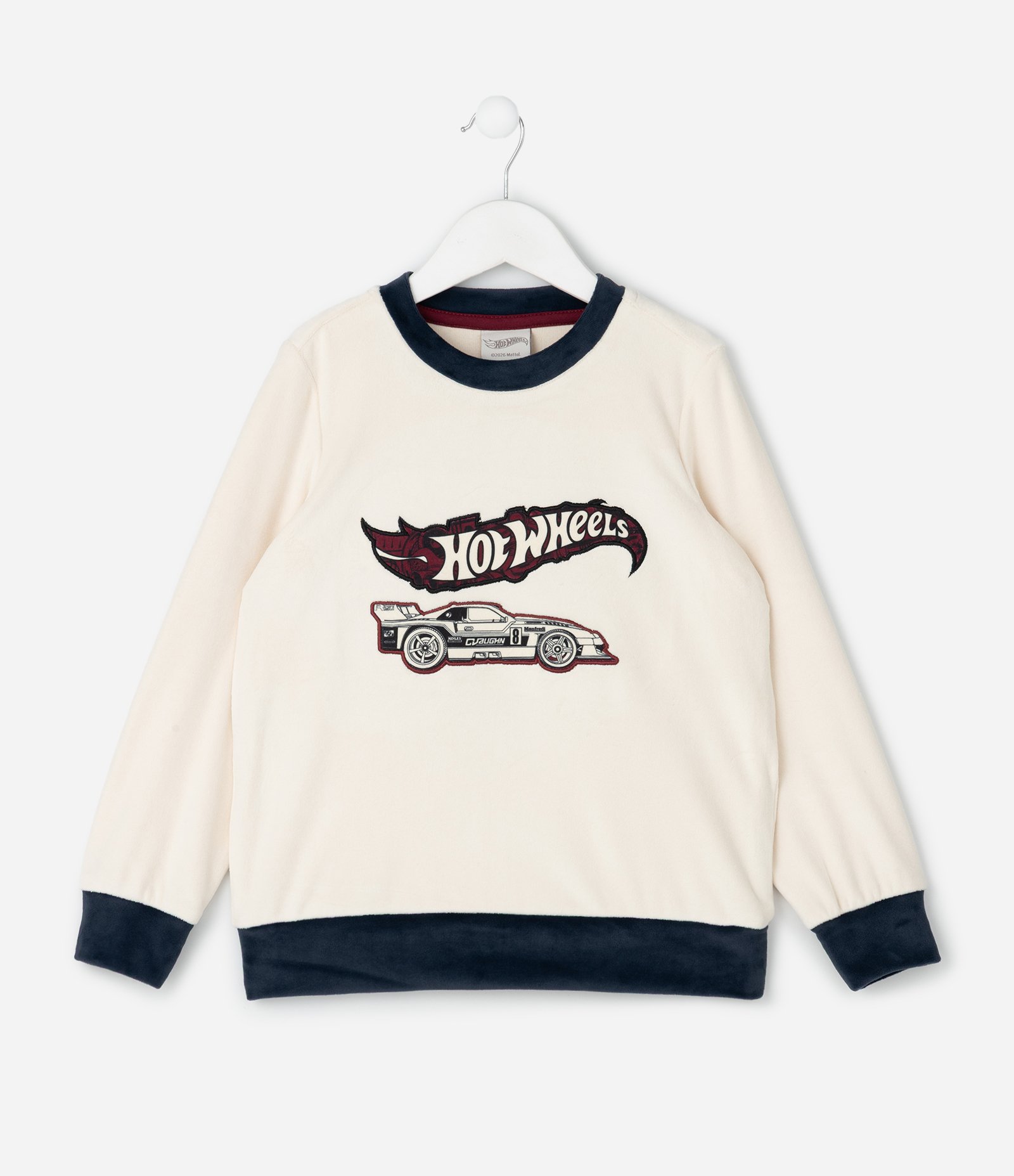 Pijama Infantil Longo com Estampa Hot Wheels – Tam 3 a 10 Anos Azul/Off White 3