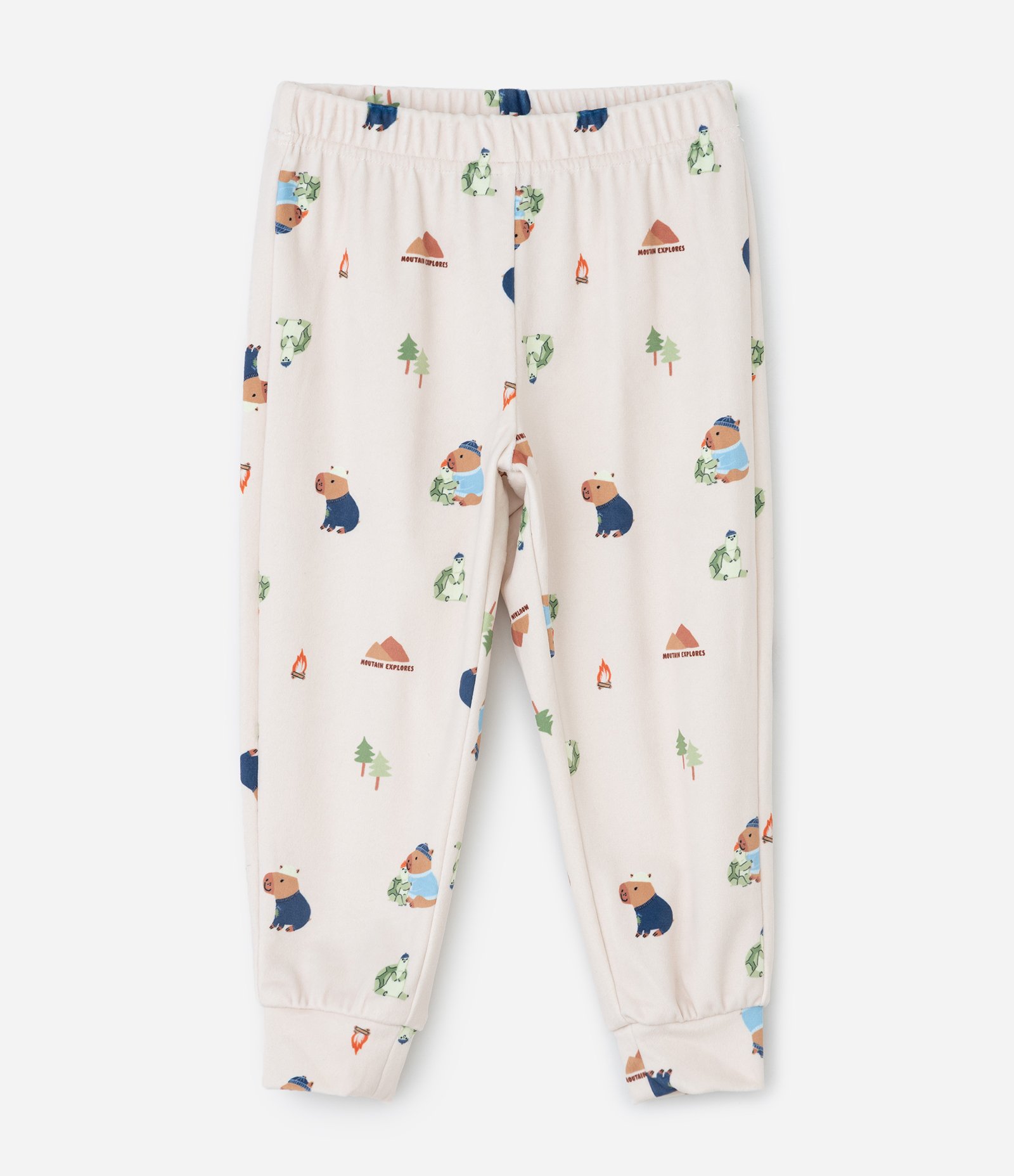 Pijama Infantil Longo com Estampa Capivara – Tam 2 a 6 Anos Azul/Off White 4