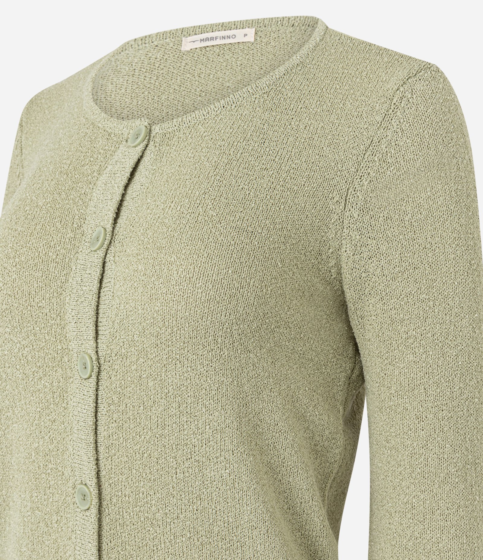 Cardigan em Tricô com Botões e Decote U Verde 8