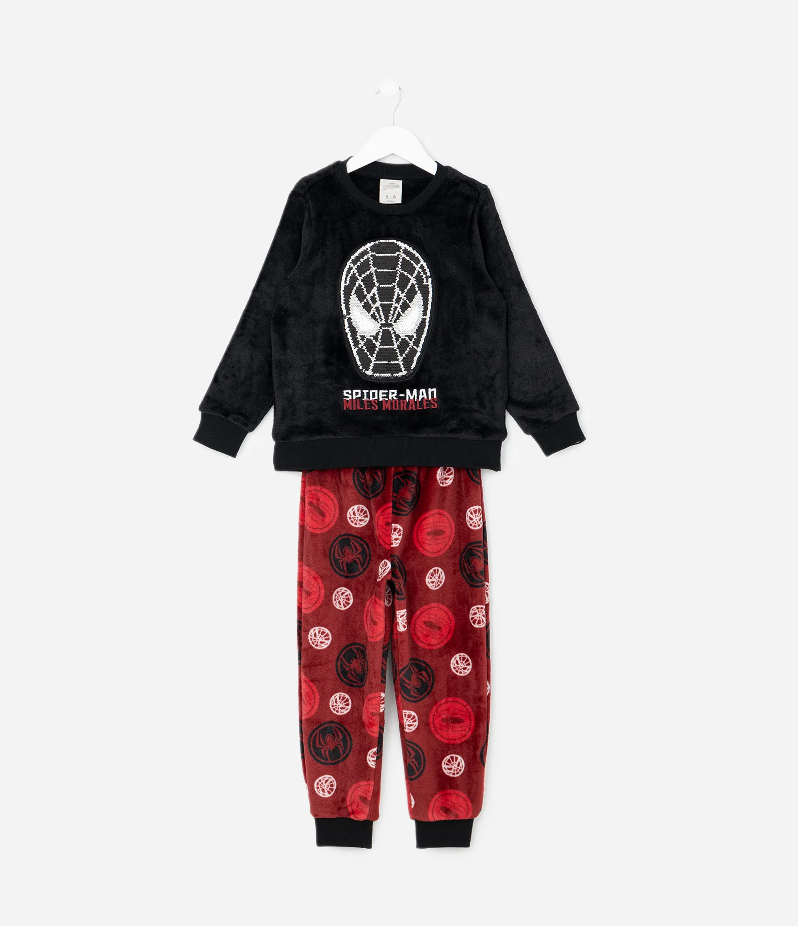 Pijama Infantil Estampa Homem-Aranha e Paetê Interativo – Tam 3 a 10 Anos Preto/Vermelho 1