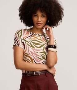 Blusa em Viscolycra com Estampa Abstrata