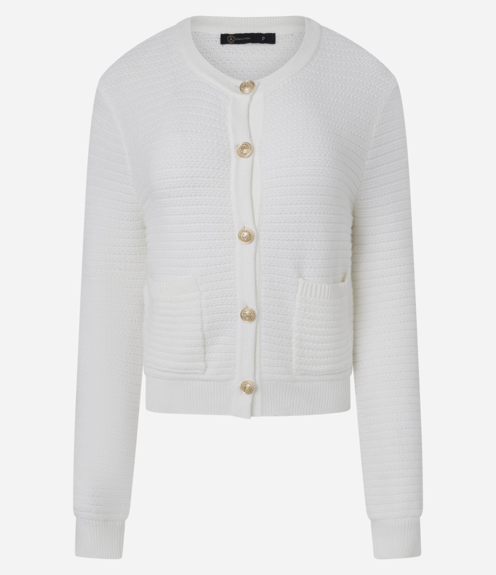 Cardigan Texturizado em Tricô com Botões Metalizados Branco 5